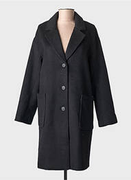 Manteau long coupe droite sans capuche noir FREEMAN T.PORTER femme