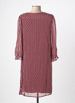Robe mi-longue coupe fluide manches longues rouge FREEMAN T.PORTER femme