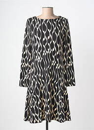 Robe mi-longue imprimé fantaisie manches longues noir SURKANA femme