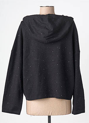 Sweat-shirt à capuche stretch manches longues noir BSB femme