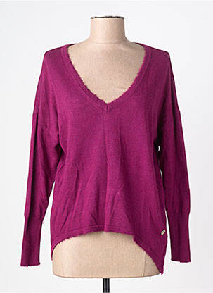 Pull col v manches longues violet BSB femme