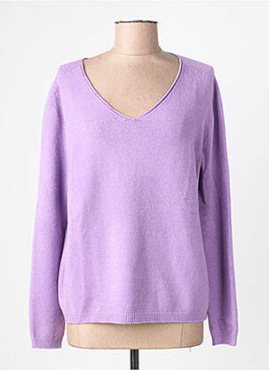 Pull col v manches longues violet L'ATELIER D'ANNA femme