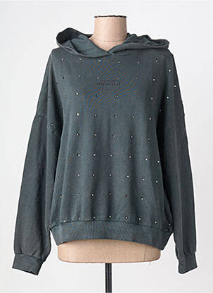 Sweat-shirt à capuche stretch manches longues gris BSB femme