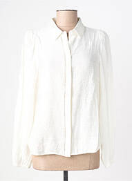 Chemisier coupe cintrée manches longues blanc ICHI femme