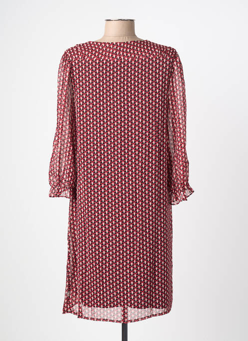 Robe mi-longue imprimé fantaisie manches longues rouge FREEMAN T.PORTER femme