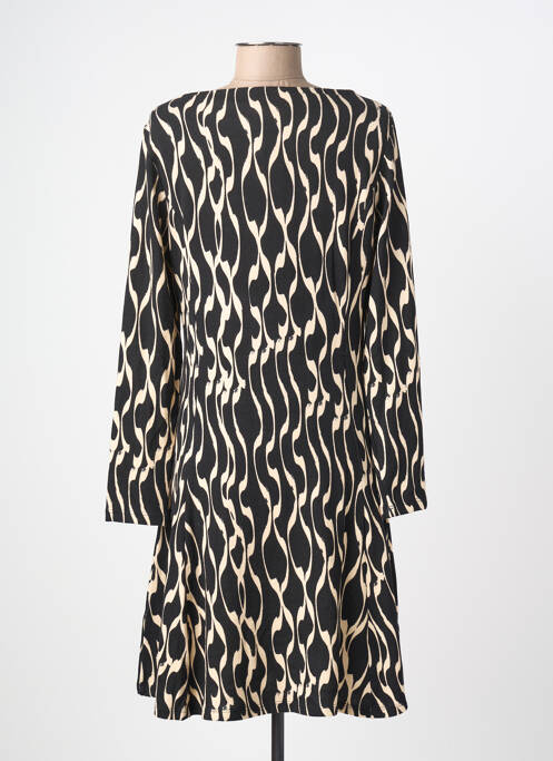 Robe mi-longue imprimé fantaisie manches longues noir SURKANA femme