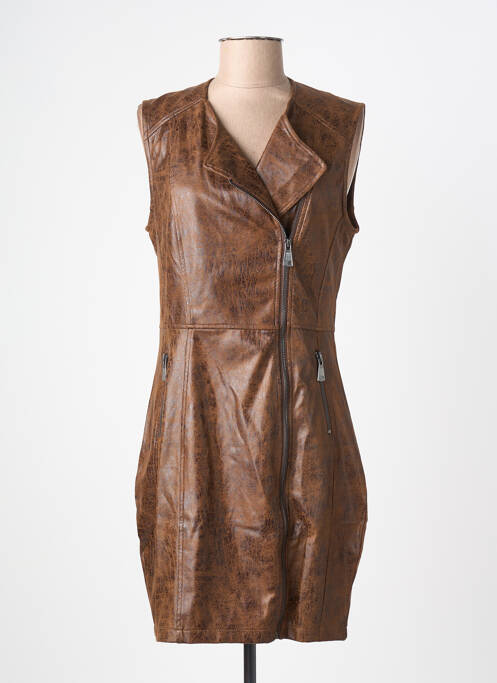 Robe mi-longue sans manche sans manche marron BSB femme