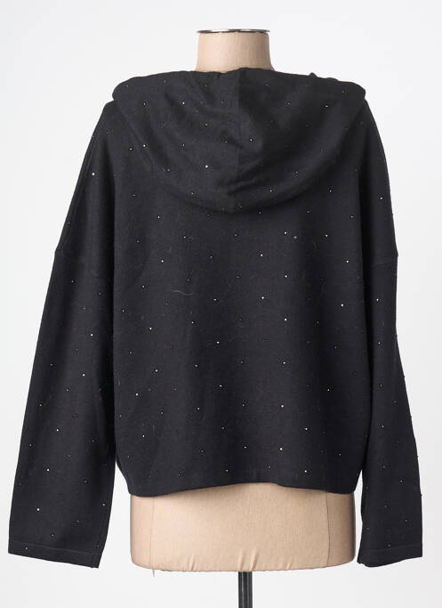 Sweat-shirt à capuche stretch manches longues noir BSB femme