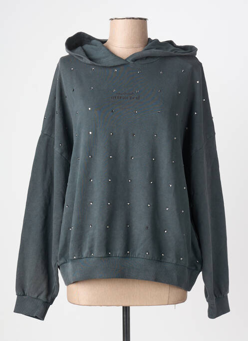 Sweat-shirt à capuche stretch manches longues gris BSB femme