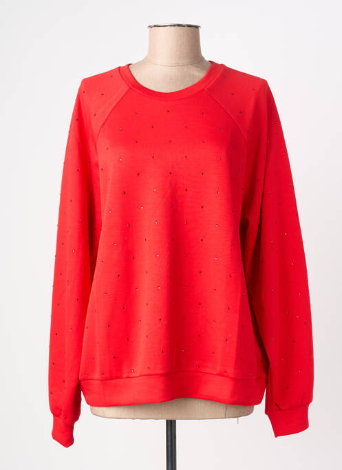 Sweat-shirt stretch manches longues rouge ICHI femme