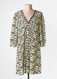 Robe mi-longue imprimé fantaisie manches longues vert FREEMAN T.PORTER femme