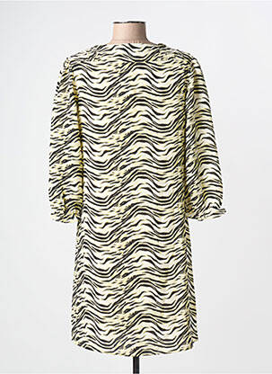 Robe mi-longue imprimé fantaisie manches longues vert FREEMAN T.PORTER femme