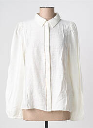 Chemisier coupe droite manches longues blanc ICHI femme