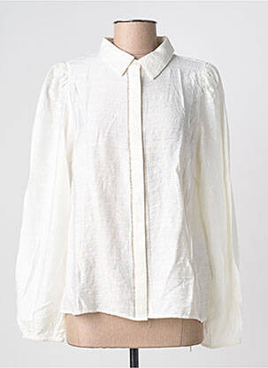Chemisier coupe droite manches longues blanc ICHI femme