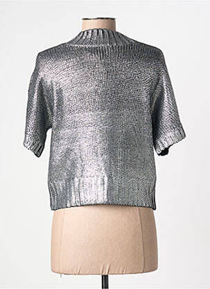 Pull col rond manches courtes argent BSB femme