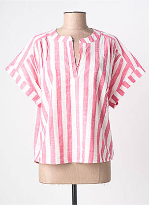 Blouse imprimé fantaisie manches courtes rouge ICHI femme