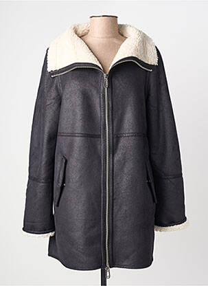 Manteau long coupe droite sans capuche noir STREET ONE femme