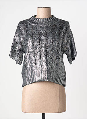 Pull col rond manches courtes gris BSB femme