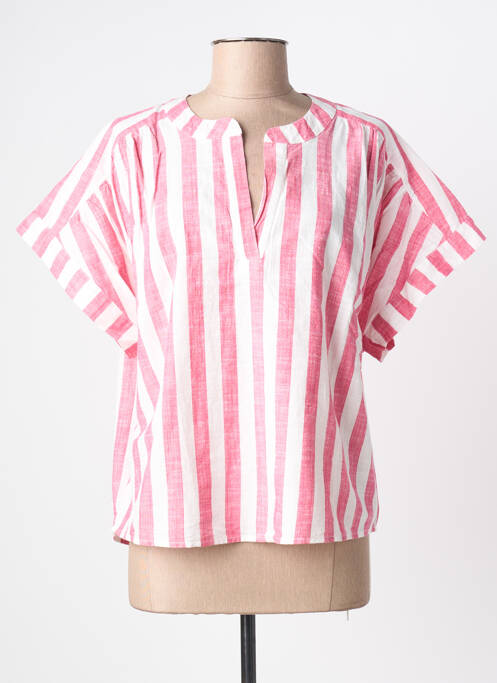 Blouse imprimé fantaisie manches courtes rouge ICHI femme