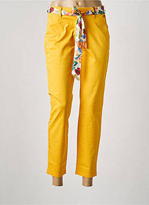 Pantalon chino tissage popeline taille normale jaune FREEMAN T.PORTER femme