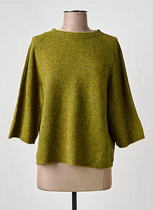 Pull tissage chiné manches 3/4 vert GEISHA femme