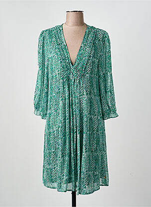 Robe courte manches 3/4 manches 3/4 vert FREEMAN T.PORTER femme