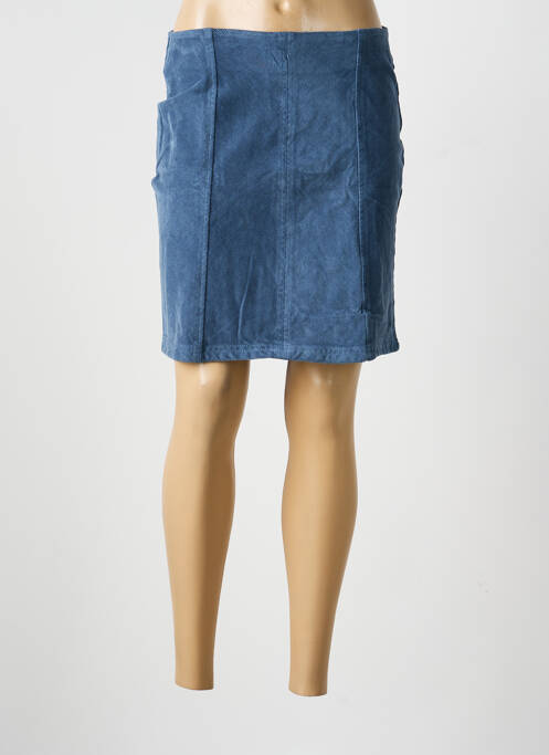 Jupe courte coupe droite bleu ICHI femme