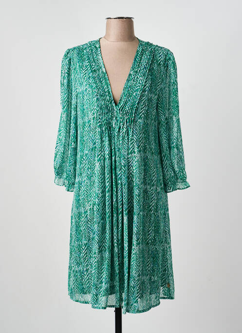 Robe courte manches 3/4 manches 3/4 vert FREEMAN T.PORTER femme