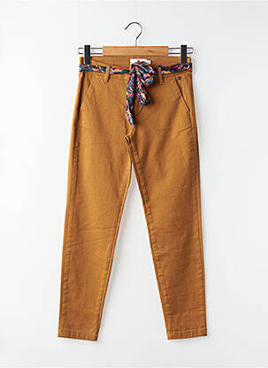 Pantalon chino tissage popeline taille normale marron FREEMAN T.PORTER femme