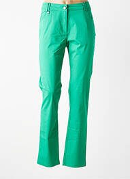 Pantalon slim tissage popeline taille normale vert AGATHE & LOUISE femme