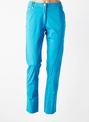 Pantalon slim tissage popeline taille normale bleu AGATHE & LOUISE femme
