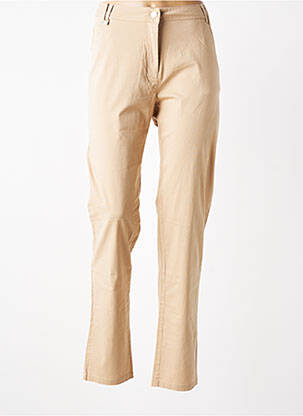 Pantalon slim tissage popeline taille normale beige AGATHE & LOUISE femme