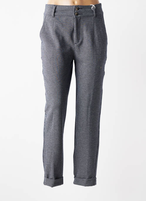 Pantalon chino fermeture zippée sous rabat boutonné taille normale bleu STREET ONE femme