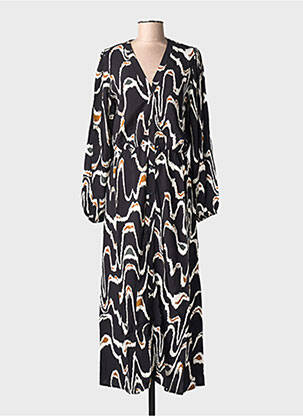 Robe longue imprimé fantaisie manches longues noir LOLA ESPELETA femme