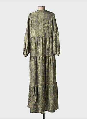 Robe longue manches longues manches longues vert ASHILDA femme
