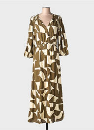 Robe longue imprimé fantaisie manches 3/4 vert GRACE & MILA femme