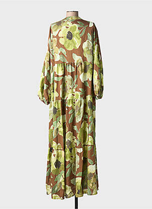 Robe longue imprimé fantaisie manches longues vert ASHILDA femme