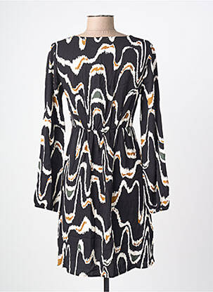 Robe mi-longue imprimé fantaisie manches longues noir LOLA ESPELETA femme