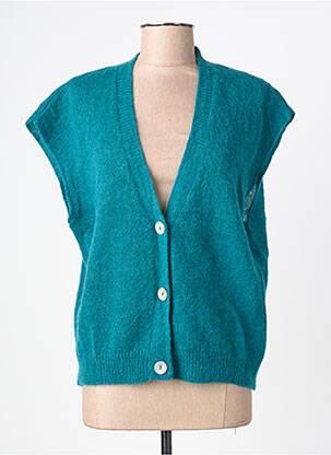 Gilet manches longues fermeture boutonnée sur le devant bleu LOLA ESPELETA femme