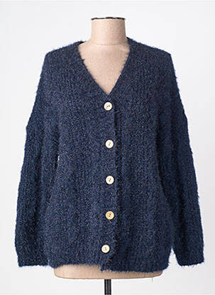 Gilet manches longues fermeture boutonnée sur le devant bleu QUATRE VINGT JOURS femme