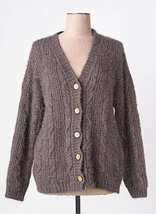 Gilet manches longues fermeture boutonnée sur le devant marron QUATRE VINGT JOURS femme