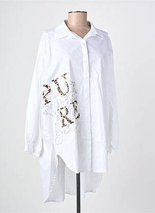 Chemisier coupe droite manches longues blanc NEW COLLECTION femme