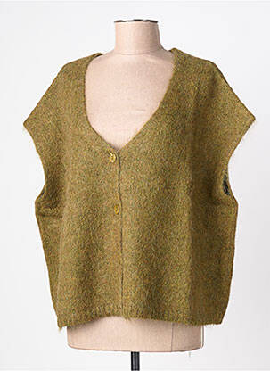 Gilet sans manche fermeture boutonnée sur le devant vert GRACE & MILA femme