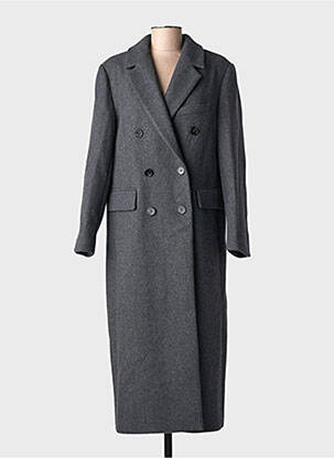 Manteau long coupe droite sans capuche gris GRACE & MILA femme