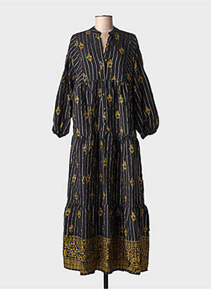 Robe longue manches longues manches longues noir ASHILDA femme