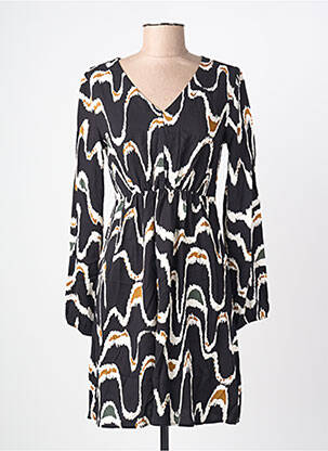 Robe mi-longue imprimé fantaisie manches longues noir LOLA ESPELETA femme