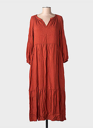 Robe mi-longue manches longues manches longues orange LOLA ESPELETA femme