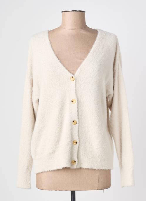 Gilet manches longues fermeture boutonnée sur le devant beige QUATRE VINGT JOURS femme
