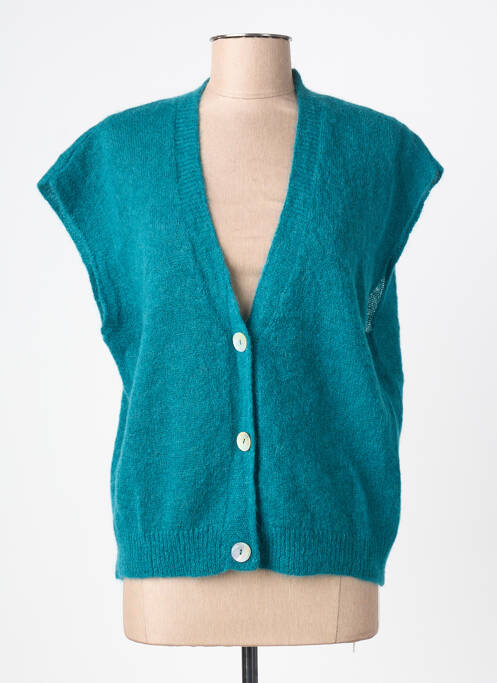 Gilet manches longues fermeture boutonnée sur le devant bleu LOLA ESPELETA femme