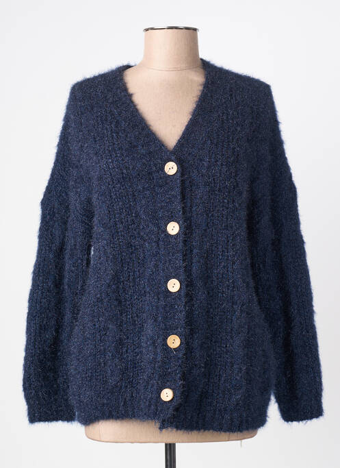 Gilet manches longues fermeture boutonnée sur le devant bleu QUATRE VINGT JOURS femme